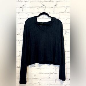 Athleta Dark Navy/Black V-Neck Sweater hoodie